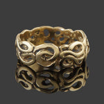 Woven Swirled Solid 14K Yellow Gold Filigree 8.0mm Wedding Band, Estate Ring