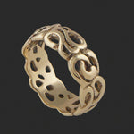 Woven Swirled Solid 14K Yellow Gold Filigree 8.0mm Wedding Band, Estate Ring, Olde Towne Jewelers, Santa Rosa CA.