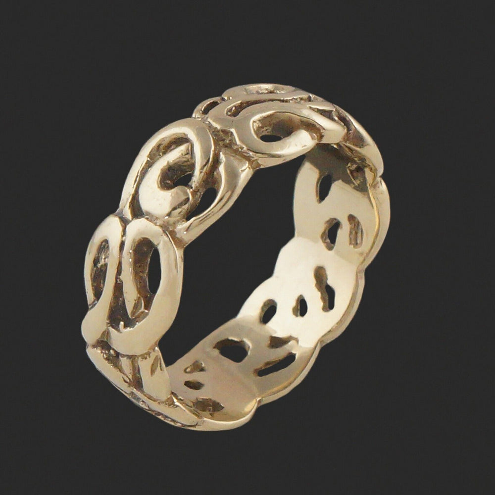 Woven Swirled Solid 14K Yellow Gold Filigree 8.0mm Wedding Band, Estate Ring, Olde Towne Jewelers, Santa Rosa CA.