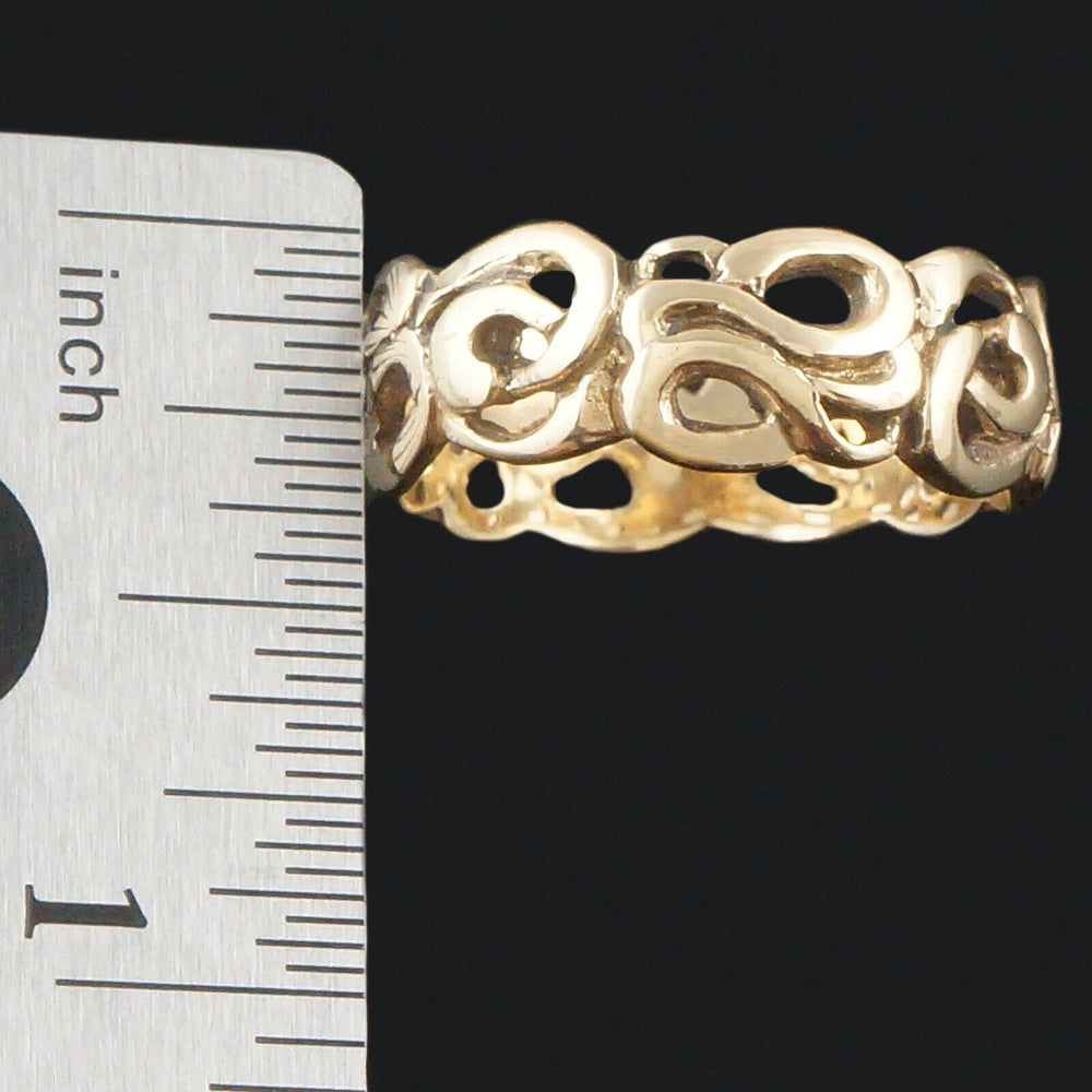 Woven Swirled Solid 14K Yellow Gold Filigree 8.0mm Wedding Band, Estate Ring, Olde Towne Jewelers, Santa Rosa CA.