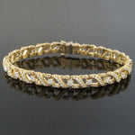 Solid 18K Yellow Gold 4.75 CTW Diamond Studded Curb Link  7" Estate Bracelet, Olde Towne Jewelers, Santa Rosa CA.