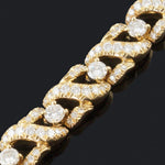 Solid 18K Yellow Gold 4.75 CTW Diamond Studded Curb Link  7" Estate Bracelet, Olde Towne Jewelers, Santa Rosa CA.