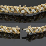 Solid 18K Yellow Gold 4.75 CTW Diamond Studded Curb Link  7" Estate Bracelet, Olde Towne Jewelers, Santa Rosa CA.