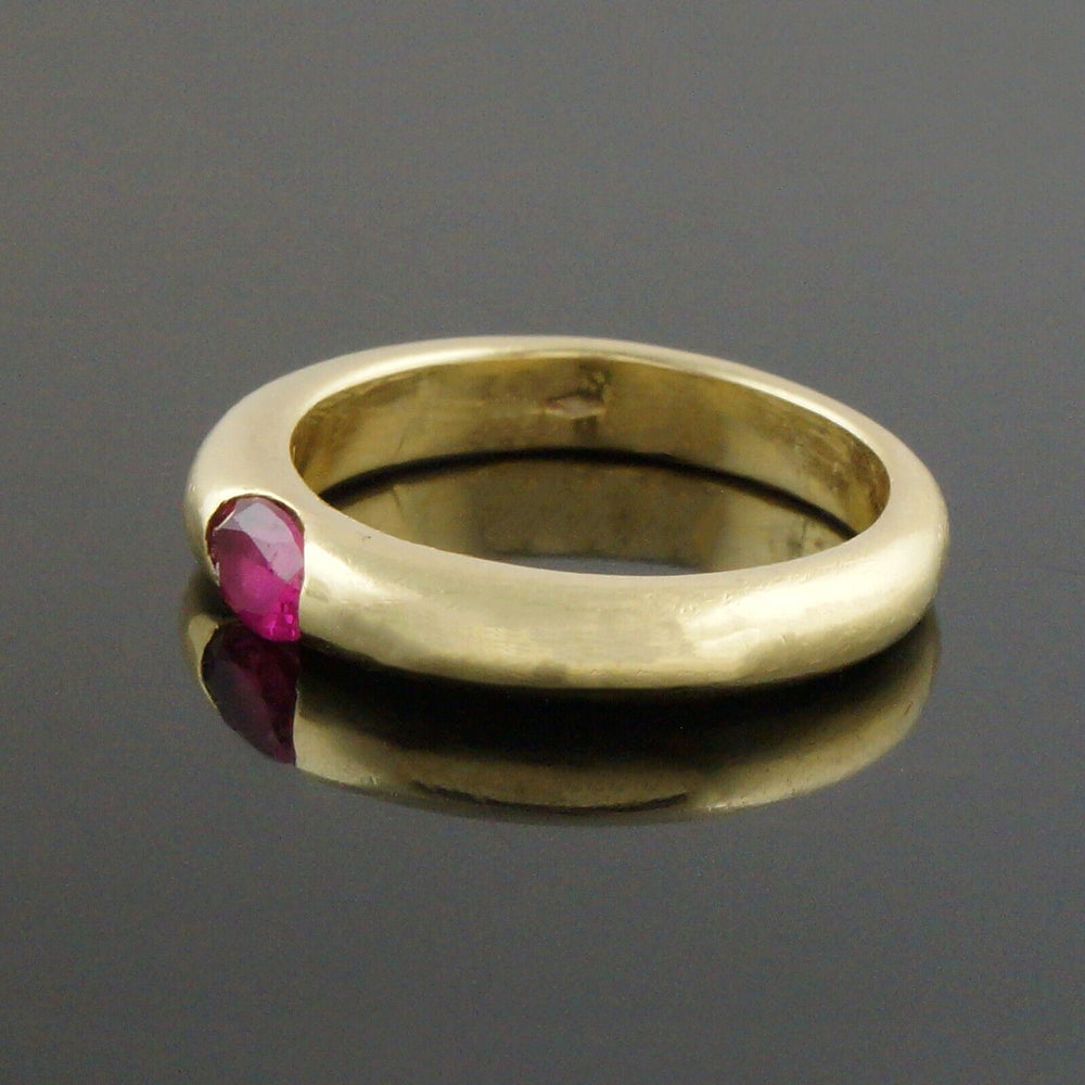 Vintage Solid 18K Yellow Gold, Demi Bezel .40 Ct. Oval Ruby Estate Ring, olde Towne Jewelers, Santa Rosa CA.