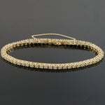 Solid 14K Yellow Gold & 3.40 CTW Diamond Link 7.25" Estate Tennis Line Bracelet