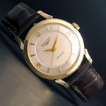 Stunning 1954 Longines Automatic 14K Gold Man's 35mm Watch Orig Box, Papers Tags