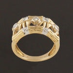 Modernist Solid 18K Yellow Gold Filigree, .22 CTW Diamond Cigar Band Estate Ring, Olde Towne Jewelers, Santa Rosa CA.