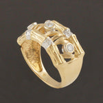 Modernist Solid 18K Yellow Gold Filigree, .22 CTW Diamond Cigar Band Estate Ring, Olde Towne Jewelers, Santa Rosa CA.