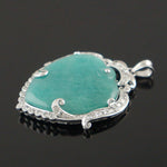 Vintage Solid 14K White Gold, Green Jade & Diamond Accent Heart Estate Pendant, Olde Towne Jewelers, Santa Rosa CA.