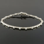 Solid 14K White Gold & .95 CTW Diamond Bar Link 7" Estate Tennis Bracelet