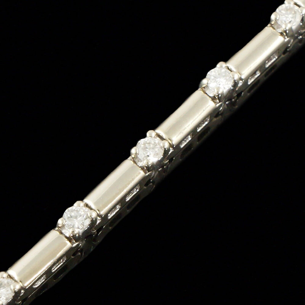 Solid 14K White Gold & .95 CTW Diamond Bar Link 7" Estate Tennis Bracelet, Olde Towne Jewelers, Santa Rosa CA.