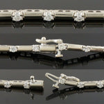 Solid 14K White Gold & .95 CTW Diamond Bar Link 7" Estate Tennis Bracelet, Olde Towne Jewelers, Santa Rosa CA.