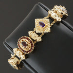 Solid 14K Yellow Gold Multi Color Gemstone Victorian Revival Slide Bracelet, Olde Towne Jewelers, Santa Rosa CA.