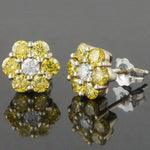 Solid 14K Gold .72 CTW Irradiated Vivid Yellow & White Diamond Stud Earrings, Olde Towne Jewelers Santa Rosa CA.