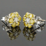 Solid 14K Gold .72 CTW Irradiated Vivid Yellow & White Diamond Stud Earrings, Olde Towne Jewelers Santa Rosa CA.