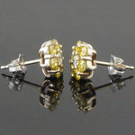 Solid 14K Gold .72 CTW Irradiated Vivid Yellow & White Diamond Stud Earrings, Olde Towne Jewelers Santa Rosa CA.