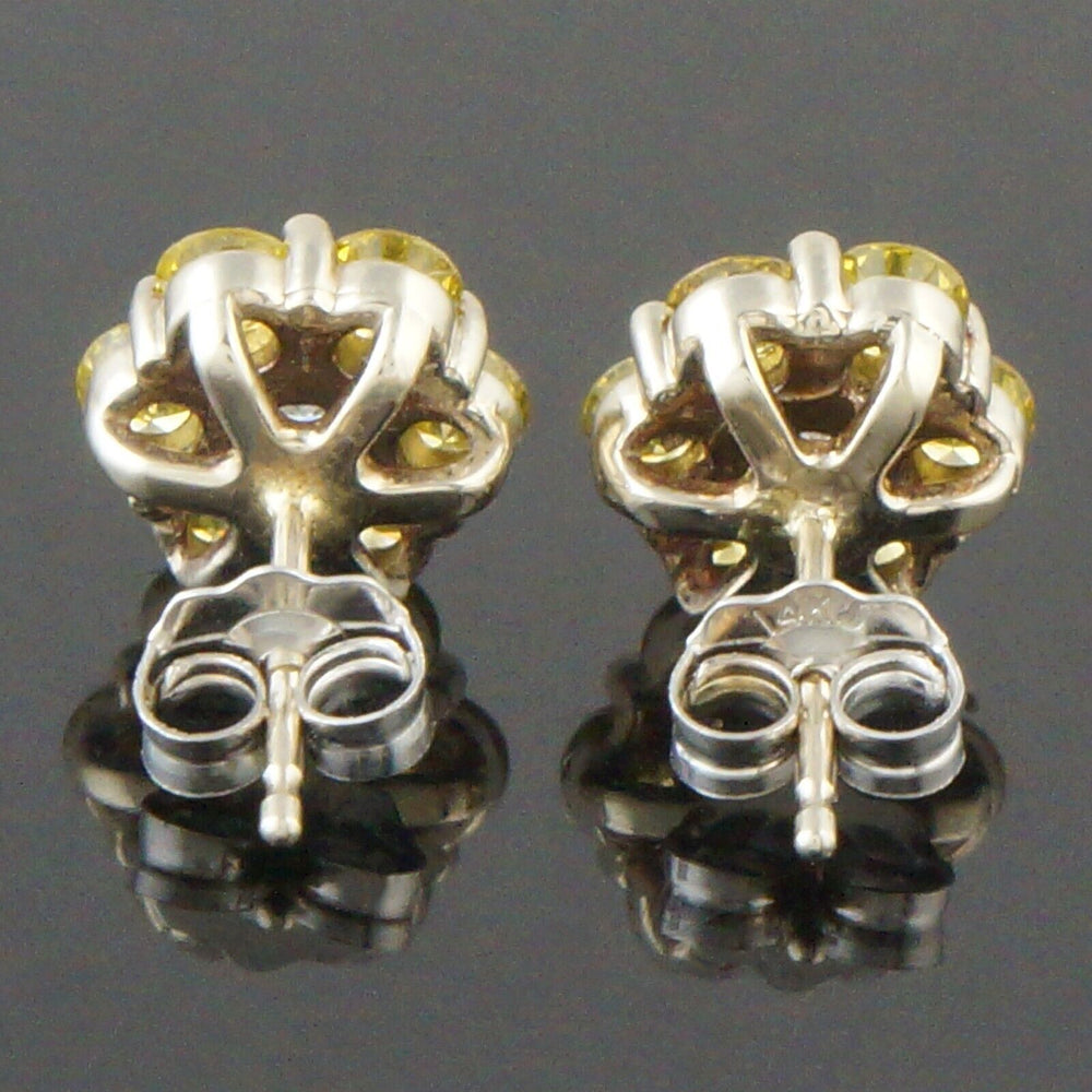 Solid 14K Gold .72 CTW Irradiated Vivid Yellow & White Diamond Stud Earrings, Olde Towne Jewelers Santa Rosa CA.