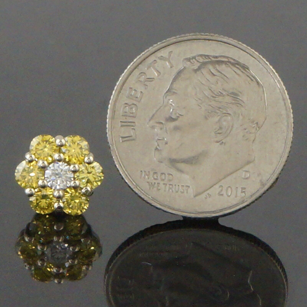 Solid 14K Gold .72 CTW Irradiated Vivid Yellow & White Diamond Stud Earrings, Olde Towne Jewelers Santa Rosa CA.