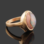 Choy Solid 18K Rose Gold & Bezel Set Boulder Opal Cabochon Estate Ring, Olde Towne Jewelers