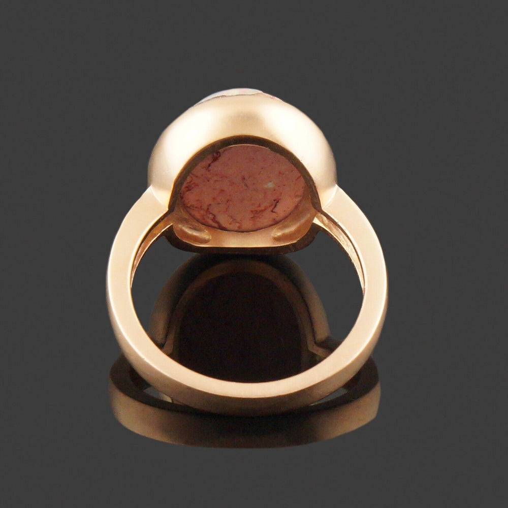 Choy Solid 18K Rose Gold & Bezel Set Boulder Opal Cabochon Estate Ring, Olde Towne Jewelers