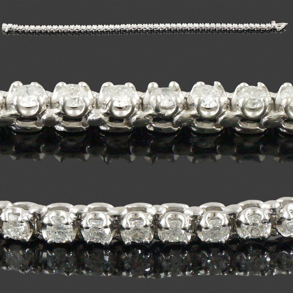 Elegant Solid 18K White Gold & 3.43 CTW Diamond Line 7" Estate Tennis Bracelet, Olde Towne Jewelers, Santa Rosa CA.