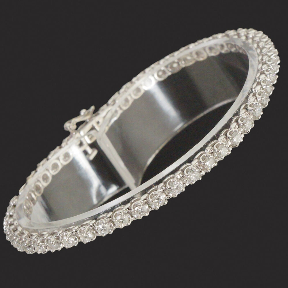 Elegant Solid 18K White Gold & 3.43 CTW Diamond Line 7" Estate Tennis Bracelet, Olde Towne Jewelers, Santa Rosa CA.