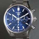 Stunning Tag Heuer Carrera CBN2011 Blue Dial Stainless Steel Chronograph Watch, Olde Towne Jewelers, Santa Rosa CA.