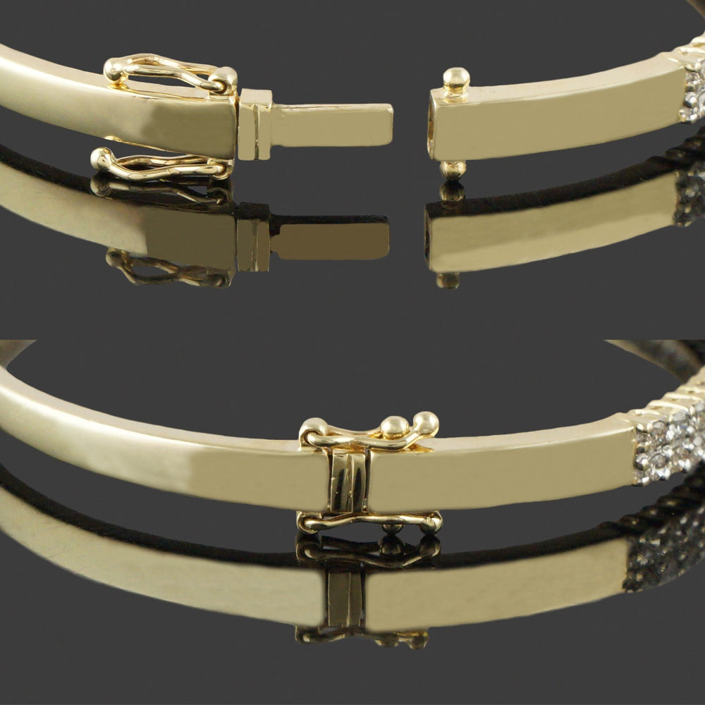 Solid 14K Yellow Gold 1.30 CTW Pavé Diamond Hinged Bangle Bracelet, Olde Towne Jewelers, Santa Rosa CA.
