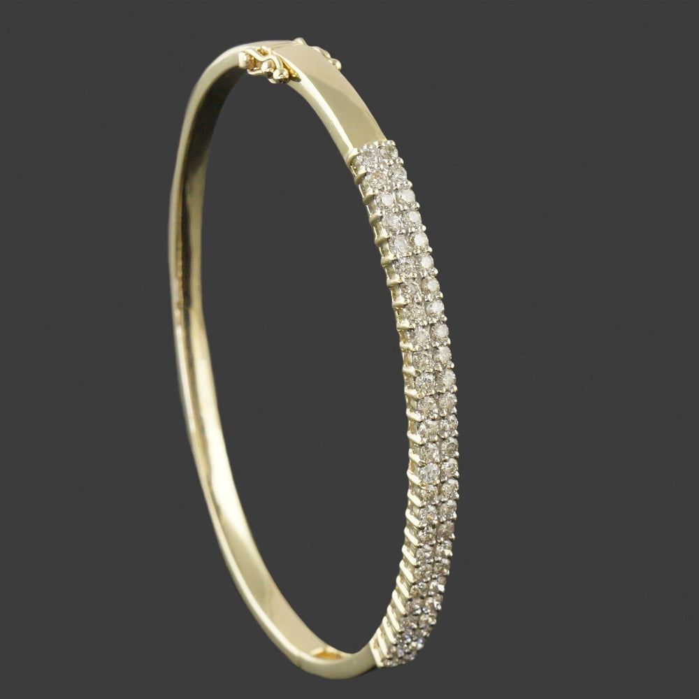 Solid 14K Yellow Gold 1.30 CTW Pavé Diamond Hinged Bangle Bracelet, Olde Towne Jewelers, Santa Rosa CA.