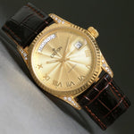 Stunning Croton Solid 18K Gold & Diamond Man's President Day Date Watch