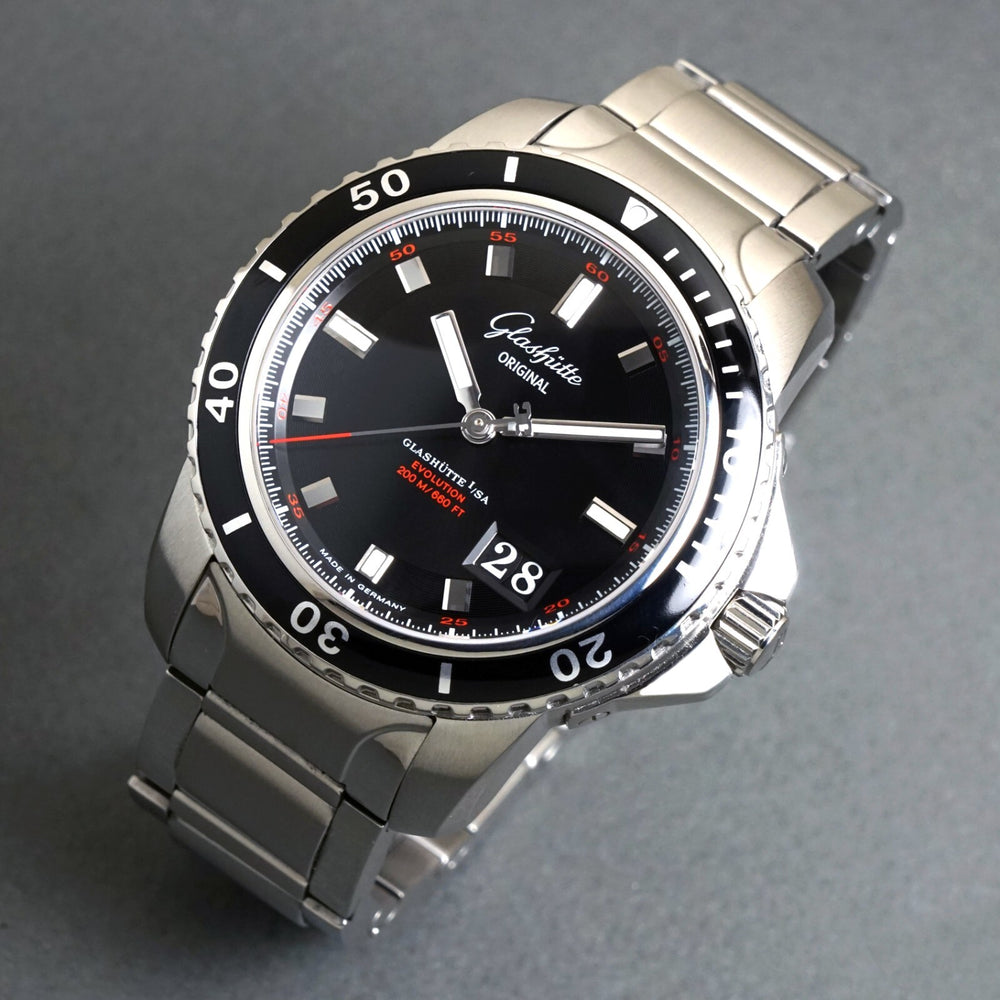 Stunning Glashutte Sport Evolution Stainless Steel Mans Watch, Factory Service, Olde Towne Jewelers, Santa Rosa CA.