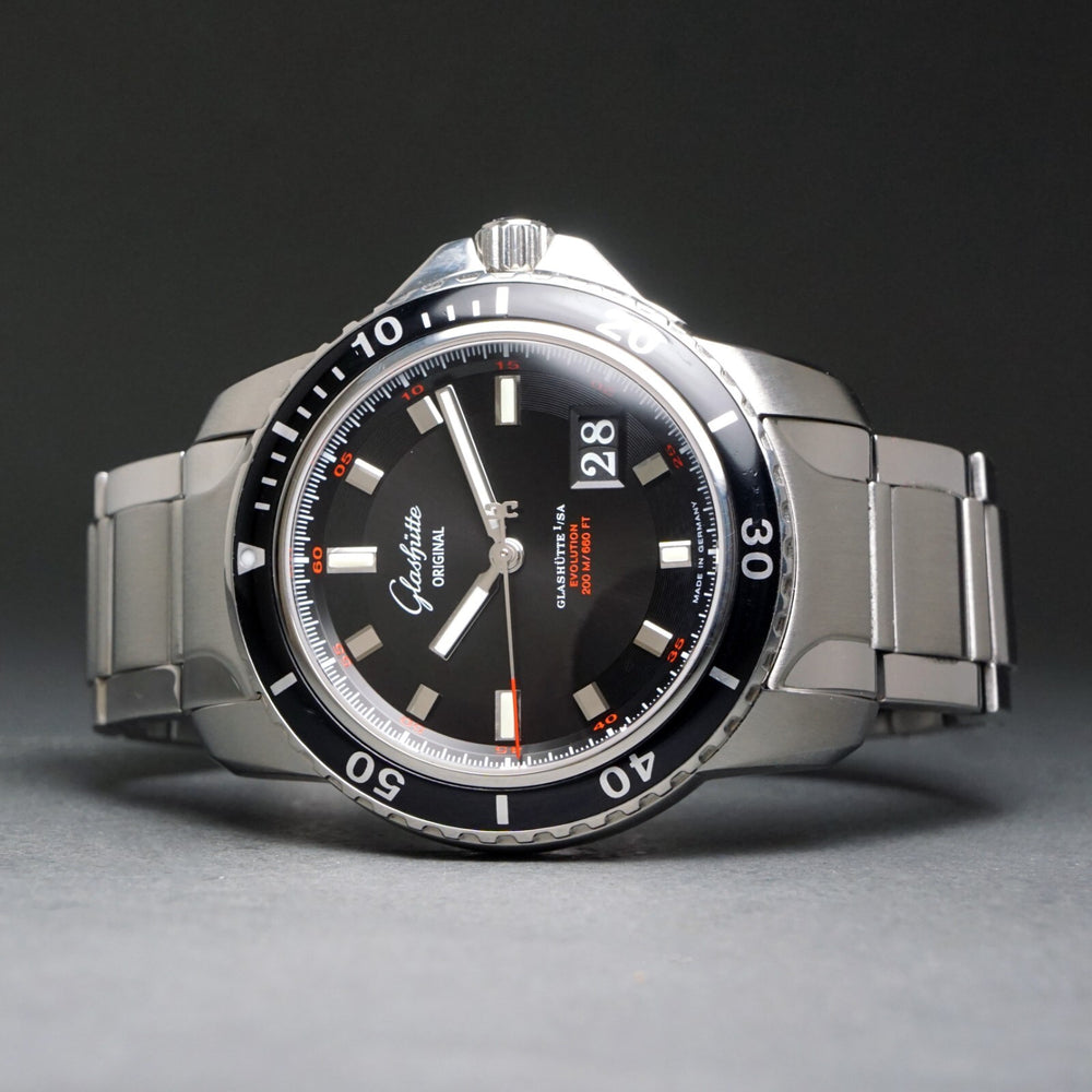 Stunning Glashutte Sport Evolution Stainless Steel Mans Watch, Factory Service, Olde Towne Jewelers, Santa Rosa CA.