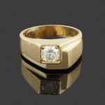 Modernist Geometric Solid 14K Yellow Gold .75 CTW Diamond Estate Wedding Band