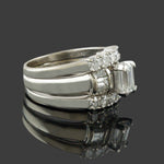 Solid 14K Gold Emerald Cut Diamond Engagement Ring Wedding Band Bridal Set, Olde Towne Jewelers, Santa Rosa CA