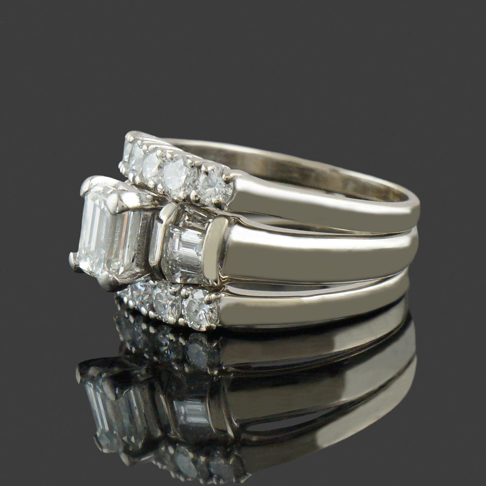 Solid 14K Gold Emerald Cut Diamond Engagement Ring Wedding Band Bridal Set, Olde Towne Jewelers, Santa Rosa CA