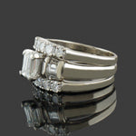 Solid 14K Gold Emerald Cut Diamond Engagement Ring Wedding Band Bridal Set, Olde Towne Jewelers, Santa Rosa CA