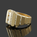 Solid 14K Yellow Gold & .96 CTW Channel Set Diamond Man's Cigar Band Estate Ring, Olde Towne Jewelers, Santa Rosa CA.