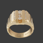 Solid 14K Yellow Gold & .96 CTW Channel Set Diamond Man's Cigar Band Estate Ring, Olde Towne Jewelers, Santa Rosa CA.