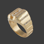 Solid 14K Yellow Gold & .96 CTW Channel Set Diamond Man's Cigar Band Estate Ring, Olde Towne Jewelers, Santa Rosa CA.