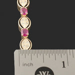 Solid 14K Yellow Gold Ruby & Diamond Set Floral Leaf Motif Link 7" Bracelet, Olde Towne Jewelers, Santa Rosa CA.