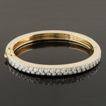 Solid 14K Gold, 2.20 CTW Interlaced Pavé Diamond 6.5" Hinged Bangle Bracelet