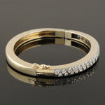 Solid 14K Gold, 2.20 CTW Interlaced Pavé Diamond 6.5" Hinged Bangle Bracelet, Olde Towne Jewelers, Santa Rosa CA.