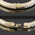 Solid 14K Gold, 2.20 CTW Interlaced Pavé Diamond 6.5" Hinged Bangle Bracelet, Olde Towne Jewelers, Santa Rosa CA.
