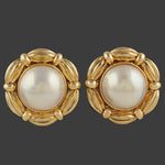 Tiffany & Co. Heavy Solid 18K Yellow Gold & Mabe Pearl Earrings W/Original Box, Olde Towne Jewelers, Santa Rosa CA.