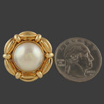 Tiffany & Co. Heavy Solid 18K Yellow Gold & Mabe Pearl Earrings W/Original Box, Olde Towne Jewelers, Santa Rosa CA.