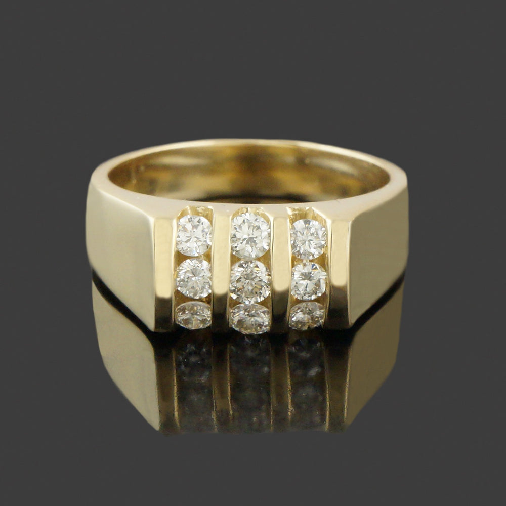 Solid 14K Yellow Gold & .80 CTW Channel Set Diamond Man's Band Estate Ring, Olde Towne Jewelers, Santa Rosa CA.