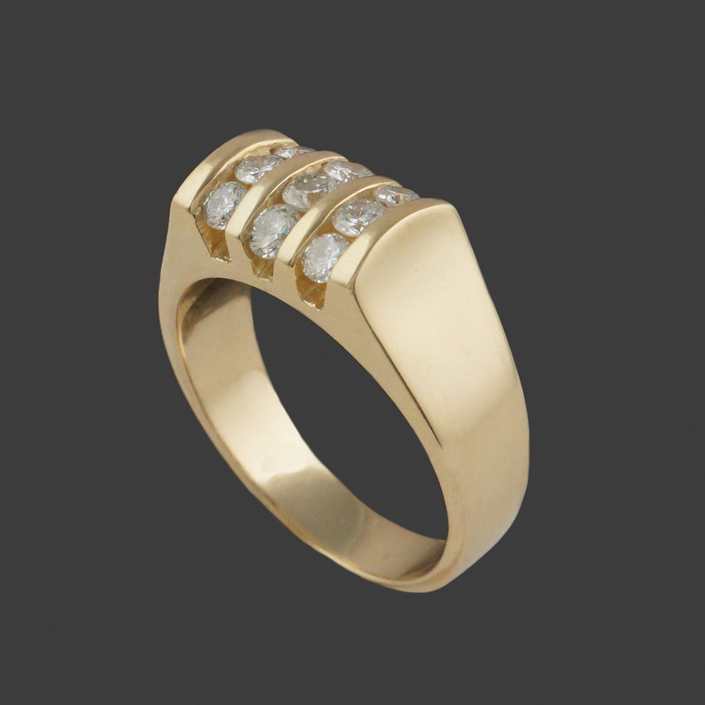 Solid 14K Yellow Gold & .80 CTW Channel Set Diamond Man's Band Estate Ring, Olde Towne Jewelers, Santa Rosa CA.