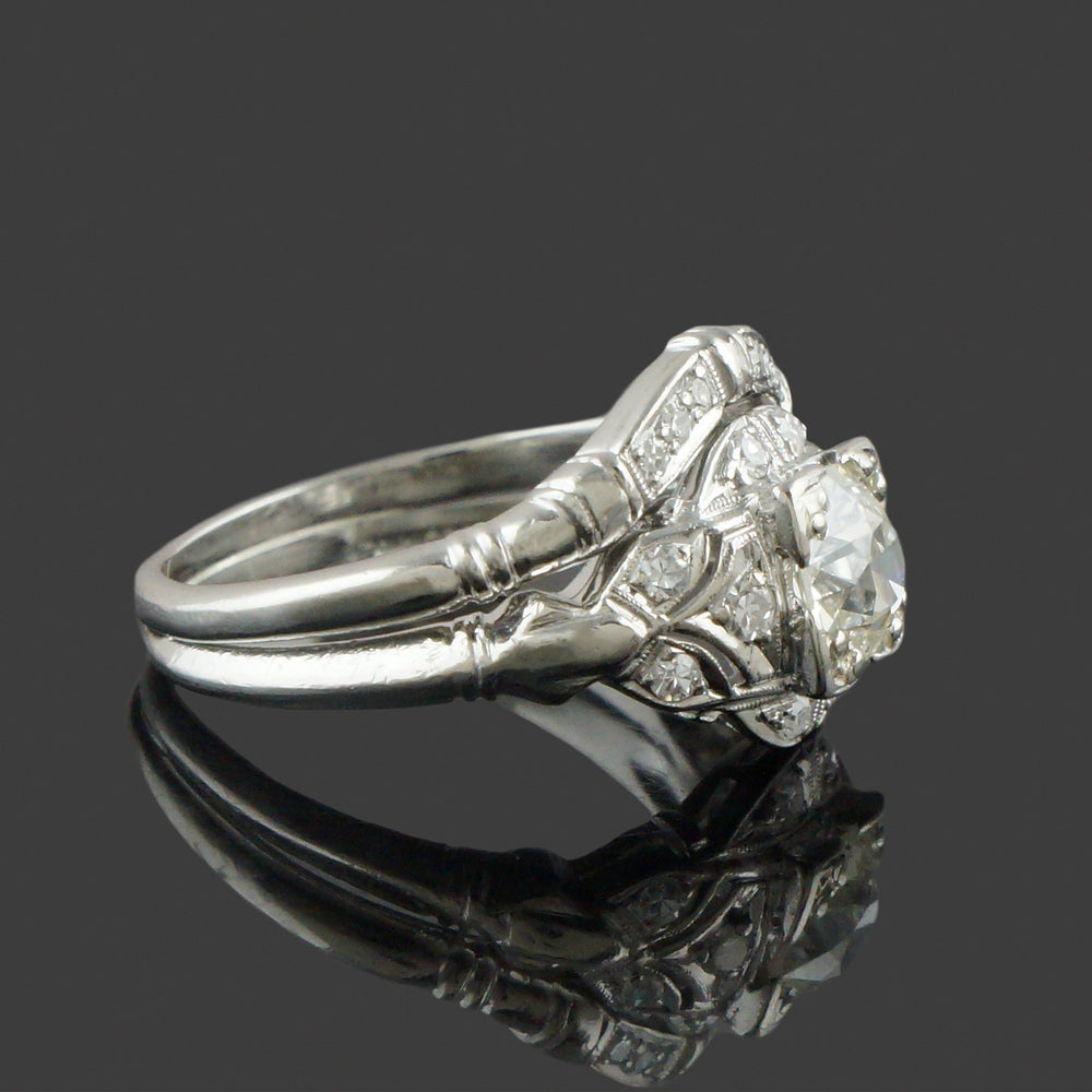 Art Deco Platinum & .60 CTW OEC Diamond Engagement Ring, Wedding Band Bridal Set, Olde Towne Jewelers, Santa Rosa CA.