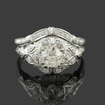 Art Deco Platinum & .60 CTW OEC Diamond Engagement Ring, Wedding Band Bridal Set, Olde Towne Jewelers, Santa Rosa CA.