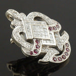 Retro Deco Solid 14K White Gold 4.05 CTW Diamond & 1.26 CTW Ruby Brooch, Pendant, Olde Towne Jewelers, Santa Rosa CA.